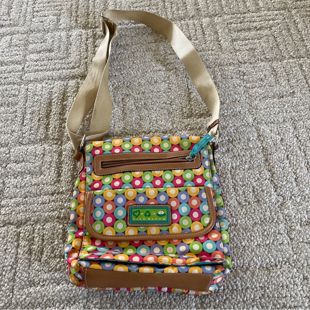 Lily Bloom crossbody purse bag circles polka dots colorful